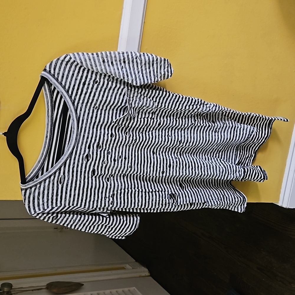 Distressed Free People Striped T-Shirt